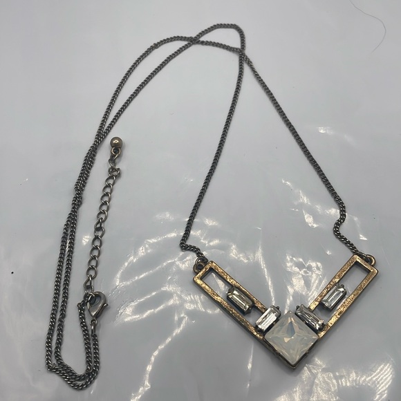 Vintage crystal two-tone necklace - Picture 1 of 5